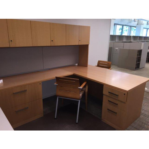 Haworth Maple L Shape Desk