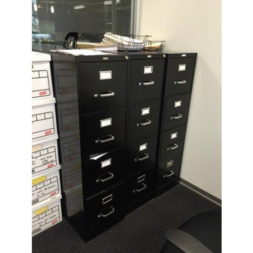 4 Drawer Black Vertical File Cabinet